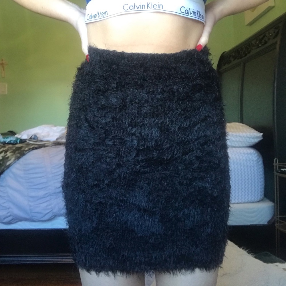 Black fuzzy pencil skirt super comfortable